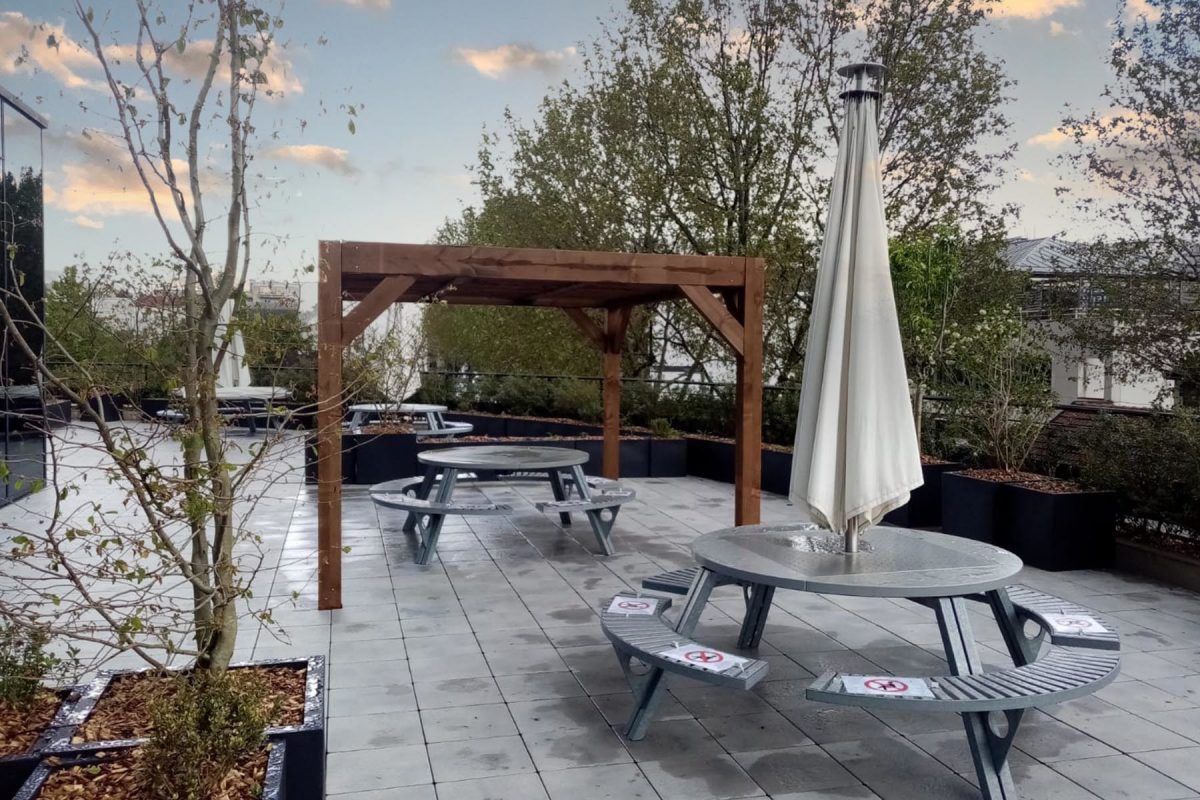 angeville Pergola persienne Angeville - Finition autoclave marron