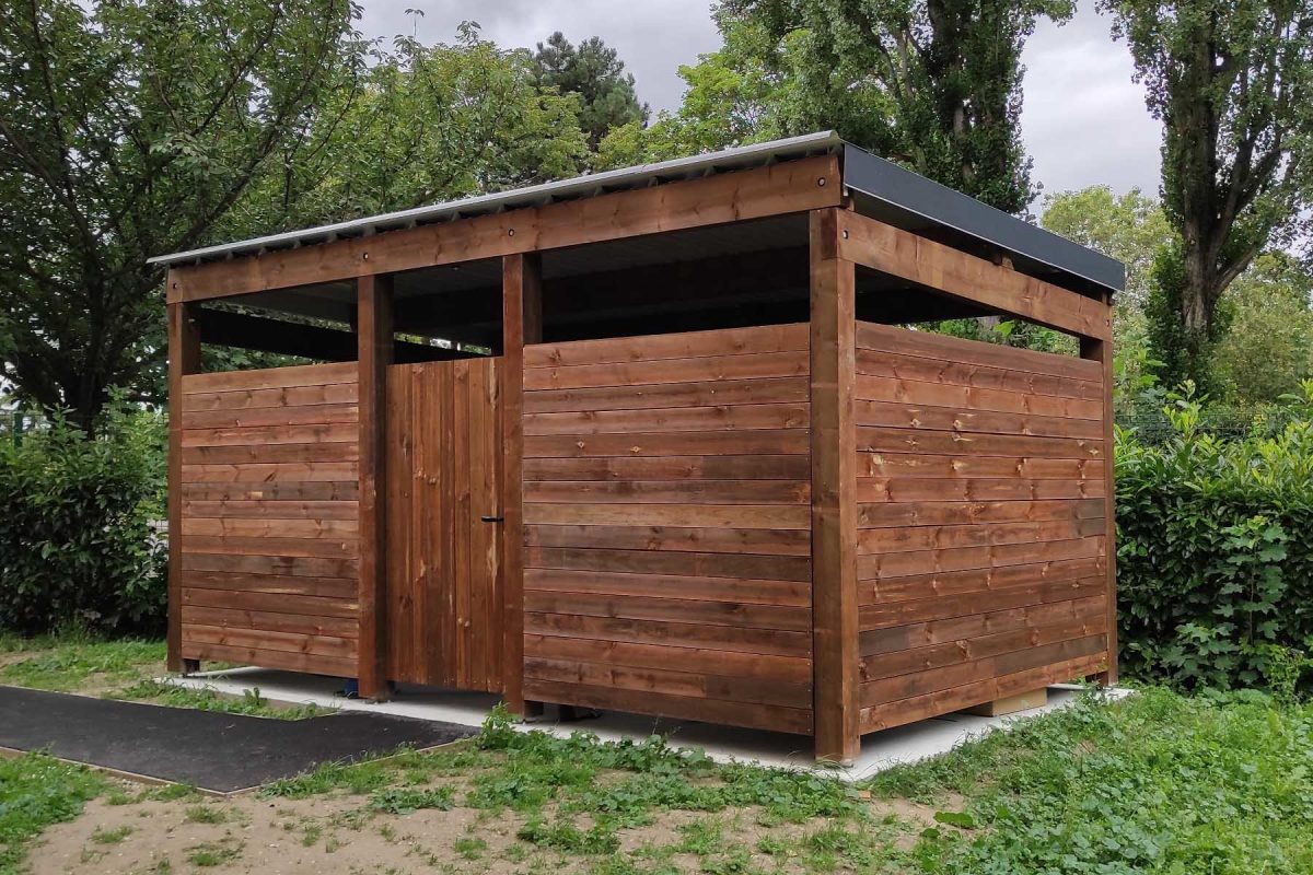 aubervilliers Abri poubelles bois Aubervilliers - Finition autoclave marron - Habillage des rives en option