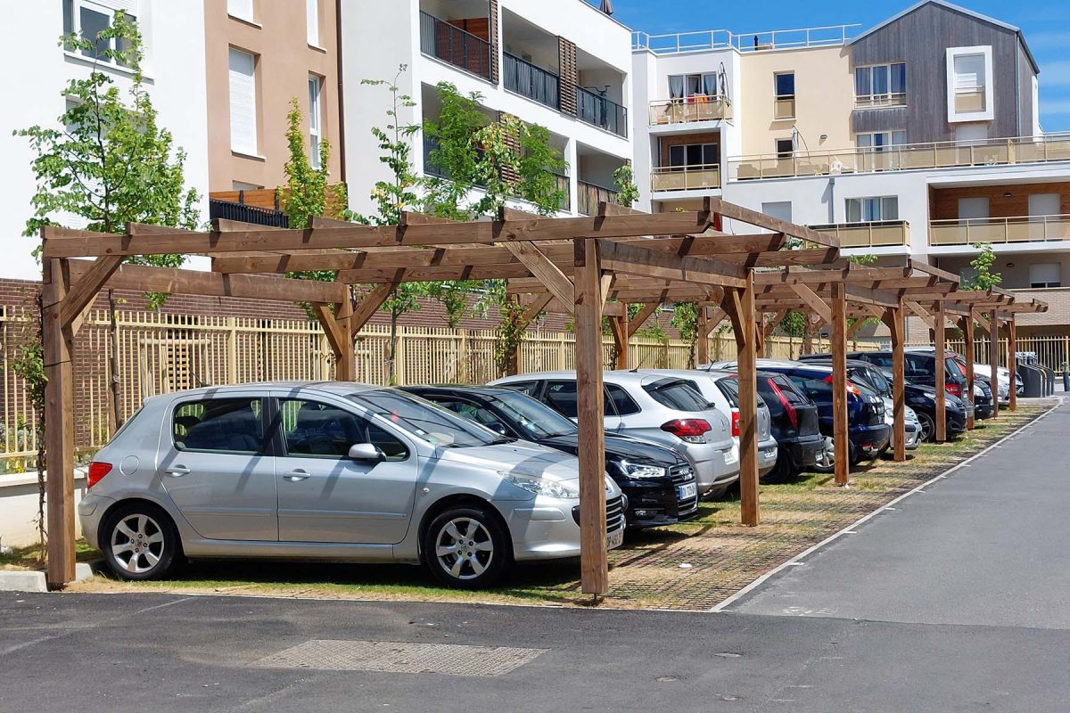 dommartin Pergola carport Dommartin - Finition autoclave marron