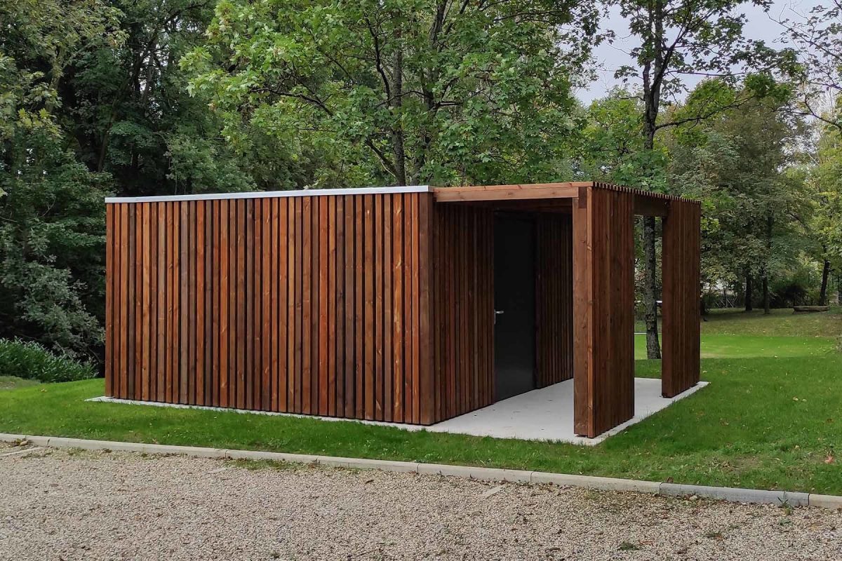 genay Abri bois avec pergola Genay - Finition autoclave marron