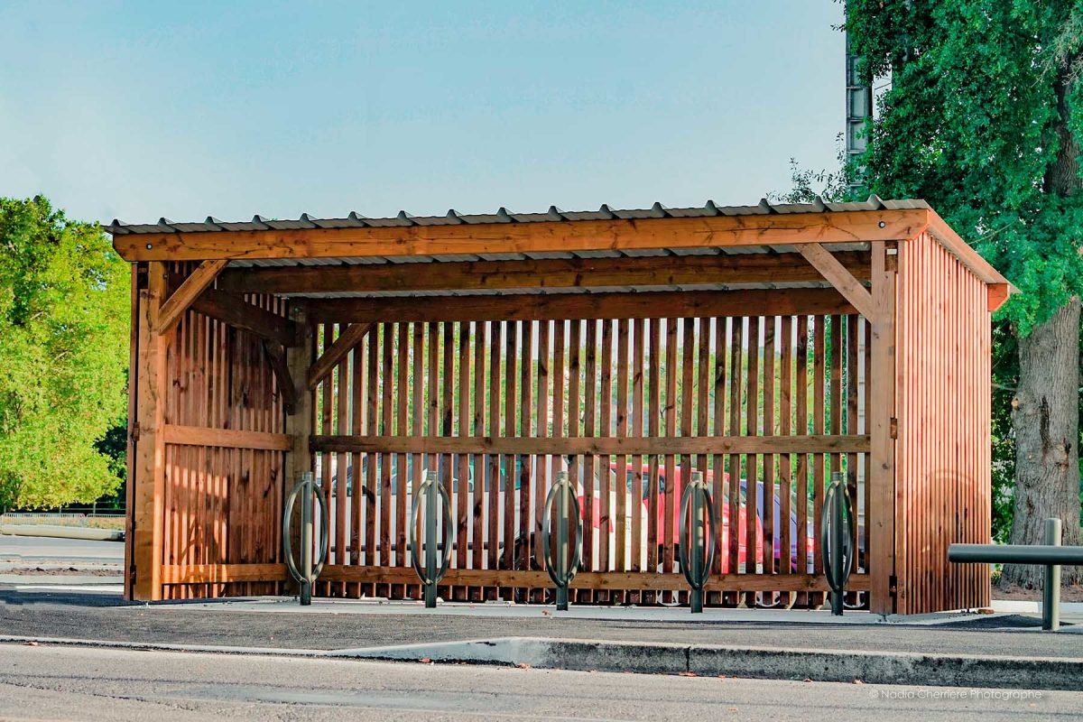 libourne Abris de vélos bois Libourne - Finition autoclave marron - Arceaux vélos en option