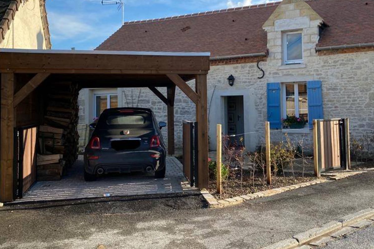 villefranche Carport bois Villefranche - Finition autoclave marron