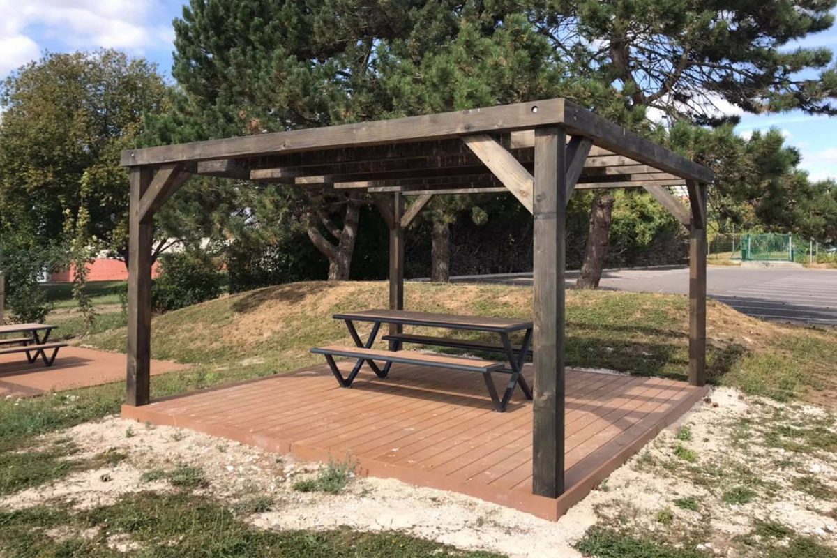vincennes Pergola terrasse Vincennes - Finition autoclave gris - Terrasse et mobilier non compris